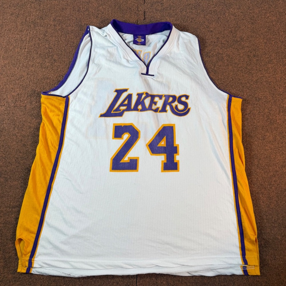 B+ Mens LA Lakers Kobe Bryant 24 Jersey Gym White Mesh Stadium Giveaway Links XL